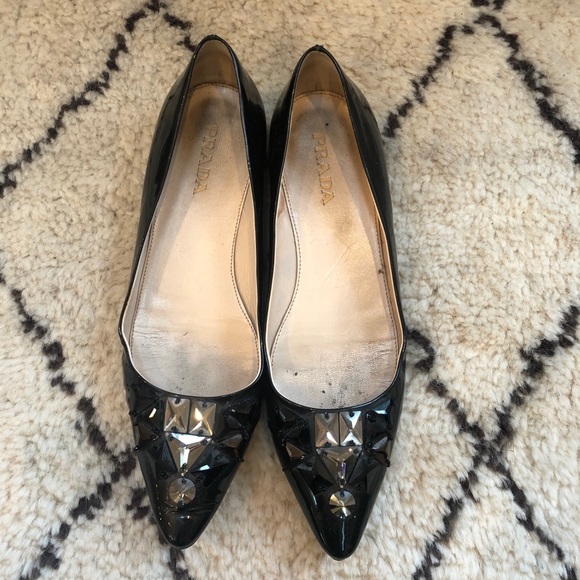 Prada Shoes - Prada Pointed Toe Jeweled Flat